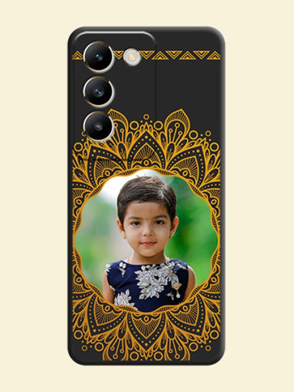 Round Image with Floral Design - Photo on Space Black Soft Matte Mobile Cover - Vivo T3 5G