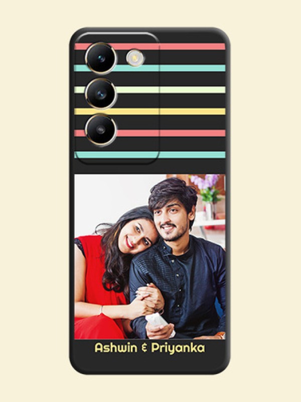 Color Stripes with Photo and Text - Photo on Space Black Soft Matte Mobile Case - Vivo T3 5G