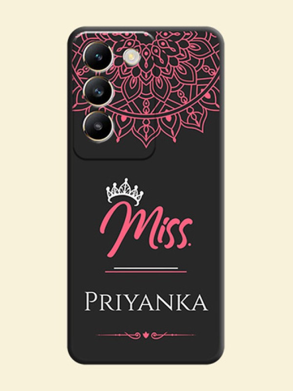 Mrs Name with Floral Design on Space Black Personalized Soft Matte Phone Covers - Vivo T3 5G