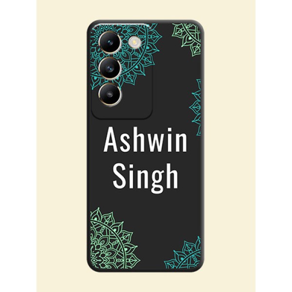 Your Name with Floral Design on Space Black Custom Soft Matte Back Cover - Vivo T3 5G Your Name with Floral Design on Space Black Custom Soft Matte Back Cover - Vivo T3 5G