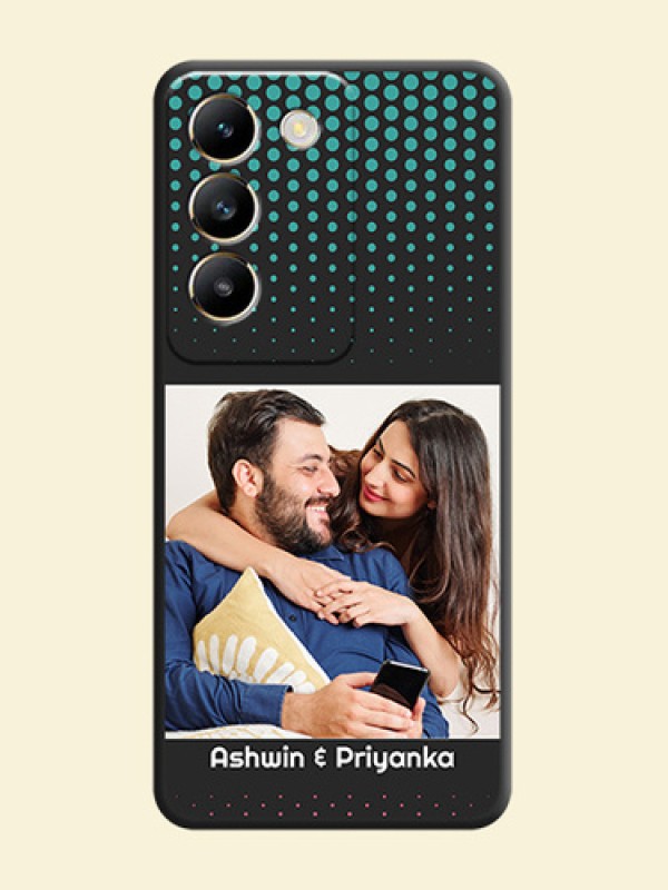 Faded Dots with Grunge Photo Frame and Text on Space Black Custom Soft Matte Phone Cases - Vivo T3 5G