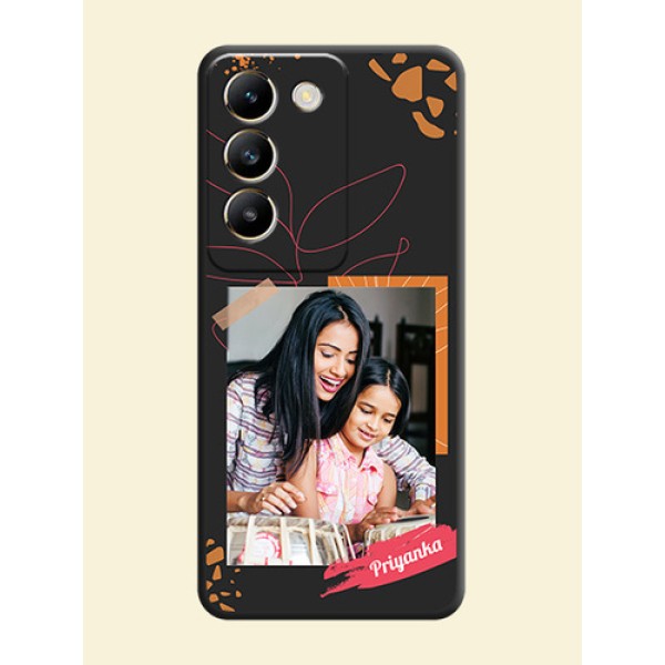 Orange Photo Frame on Space Black Custom Soft Matte Phone Back Cover - Vivo T3 5G Orange Photo Frame on Space Black Custom Soft Matte Phone Back Cover - Vivo T3 5G
