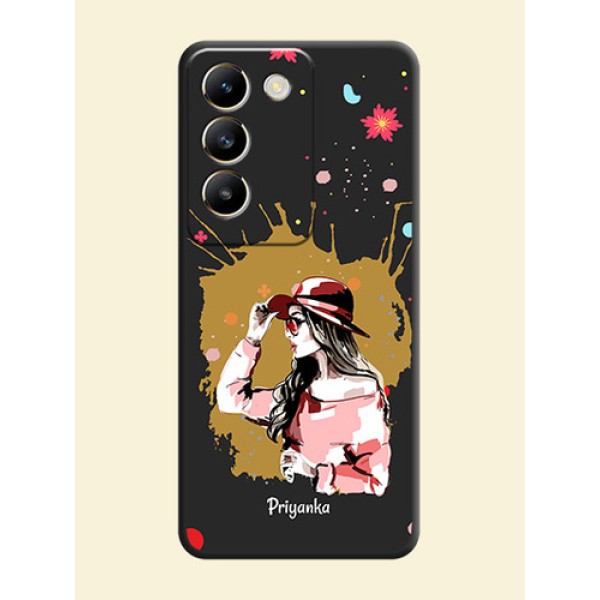 Mordern Lady With Color Splash Background With Custom Text On Space Black Personalized Soft Matte Phone Covers - Vivo T3 5G Mordern Lady With Color Splash Background With Custom Text On Space Black Personalized Soft Matte Phone Covers - Vivo T3 5G