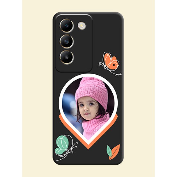 Upload Pic With Simple Butterly Design On Space Black Personalized Soft Matte Phone Covers - Vivo T3 5G Upload Pic With Simple Butterly Design On Space Black Personalized Soft Matte Phone Covers - Vivo T3 5G