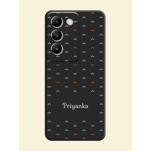 Simple Pattern With Custom Text On Space Black Personalized Soft Matte Phone Covers - Vivo T3 5G Simple Pattern With Custom Text On Space Black Personalized Soft Matte Phone Covers - Vivo T3 5G