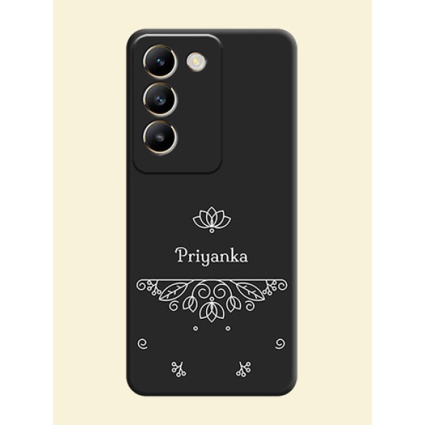 Lotus Garden Custom Text On Space Black Personalized Soft Matte Phone Covers - Vivo T3 5G Lotus Garden Custom Text On Space Black Personalized Soft Matte Phone Covers - Vivo T3 5G