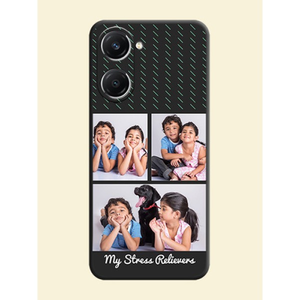 Cross Dotted Pattern with 2 Image Holder On Space Black Custom Soft Matte Mobile Back Cover - Vivo T3 Lite 5G Cross Dotted Pattern with 2 Image Holder On Space Black Custom Soft Matte Mobile Back Cover - Vivo T3 Lite 5G