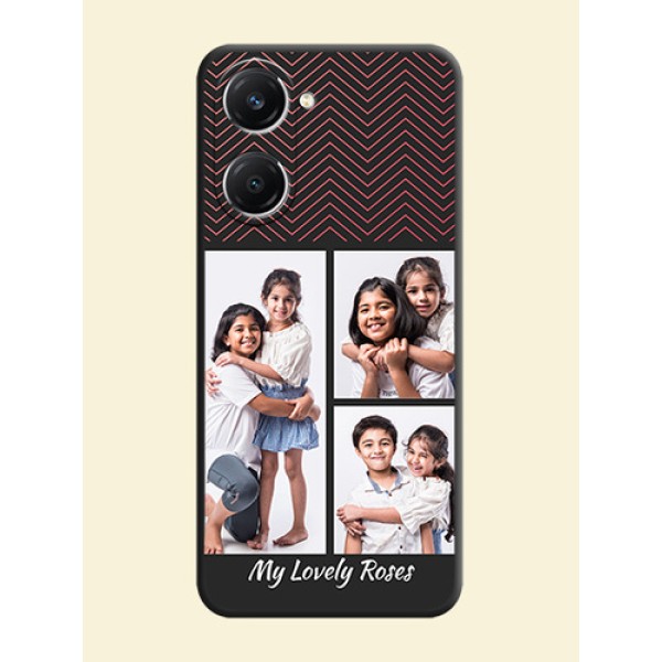 Wave Pattern with 3 Image Holder On Space Black Custom Soft Matte Mobile Back Cover - Vivo T3 Lite 5G Wave Pattern with 3 Image Holder On Space Black Custom Soft Matte Mobile Back Cover - Vivo T3 Lite 5G