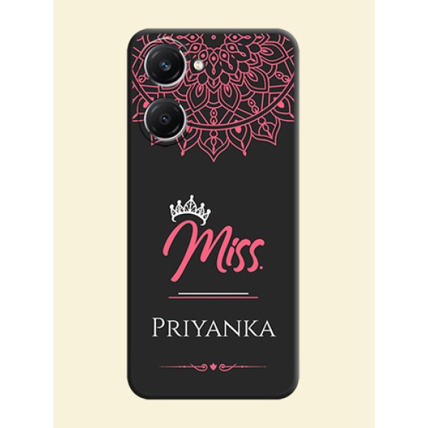 Mrs Name with Floral Design On Space Black Custom Soft Matte Mobile Back Cover - Vivo T3 Lite 5G Mrs Name with Floral Design On Space Black Custom Soft Matte Mobile Back Cover - Vivo T3 Lite 5G
