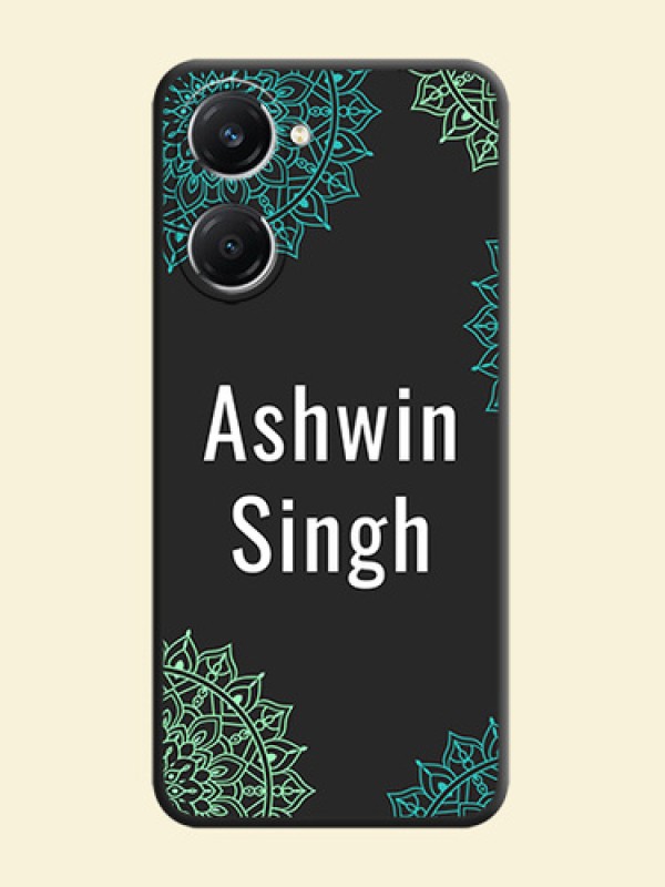 Your Name with Floral Design On Space Black Custom Soft Matte Mobile Back Cover - Vivo T3 Lite 5G