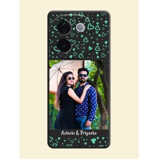Sea Green Indefinite Love Pattern on Photo On Space Black Custom Soft Matte Mobile Back Cover - Vivo T3 Pro 5G
