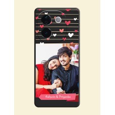 Love Pattern with Name on Pink Ribbon on Photo On Space Black Custom Soft Matte Mobile Back Cover - Vivo T3 Pro 5G