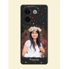 Multicolor Dotted Pattern with Text On Space Black Custom Soft Matte Mobile Back Cover - Vivo T3 Pro 5G