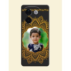 Round Image with Floral Design On Space Black Custom Soft Matte Mobile Back Cover - Vivo T3 Pro 5G