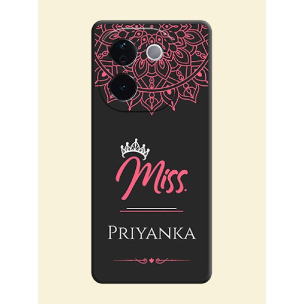 Mrs Name with Floral Design On Space Black Custom Soft Matte Mobile Back Cover - Vivo T3 Pro 5G Mrs Name with Floral Design On Space Black Custom Soft Matte Mobile Back Cover - Vivo T3 Pro 5G