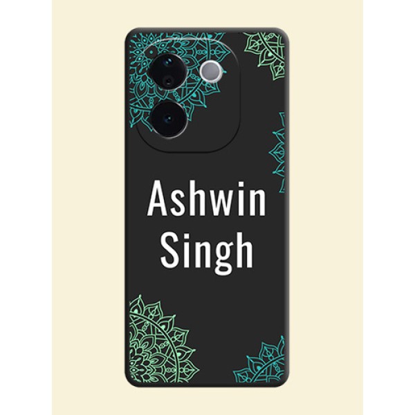 Your Name with Floral Design On Space Black Custom Soft Matte Mobile Back Cover - Vivo T3 Pro 5G Your Name with Floral Design On Space Black Custom Soft Matte Mobile Back Cover - Vivo T3 Pro 5G