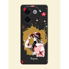 Mordern Lady With Color Splash Background With Custom Text On Space Black Custom Soft Matte Mobile Back Cover - Vivo T3 Pro 5G