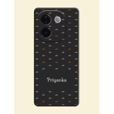 Simple Pattern With Custom Text On Space Black Custom Soft Matte Mobile Back Cover - Vivo T3 Pro 5G