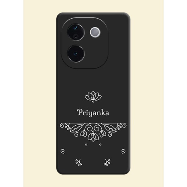 Lotus Garden Custom Text On Space Black Custom Soft Matte Mobile Back Cover - Vivo T3 Pro 5G Lotus Garden Custom Text On Space Black Custom Soft Matte Mobile Back Cover - Vivo T3 Pro 5G