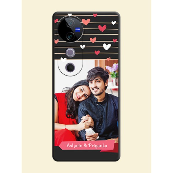 Love Pattern with Name on Pink Ribbon on Photo On Space Black Custom Soft Matte Mobile Back Cover - Vivo T3 Ultra Love Pattern with Name on Pink Ribbon on Photo On Space Black Custom Soft Matte Mobile Back Cover - Vivo T3 Ultra