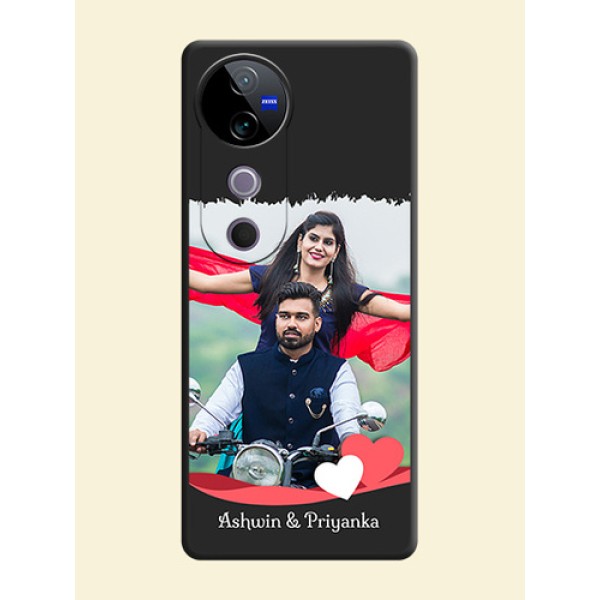 Pin Color Love Shaped Ribbon Design with Text On Space Black Custom Soft Matte Mobile Back Cover - Vivo T3 Ultra