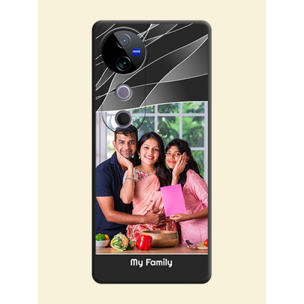 Mixed Wave Lines on Photo On Space Black Custom Soft Matte Mobile Back Cover - Vivo T3 Ultra Mixed Wave Lines on Photo On Space Black Custom Soft Matte Mobile Back Cover - Vivo T3 Ultra