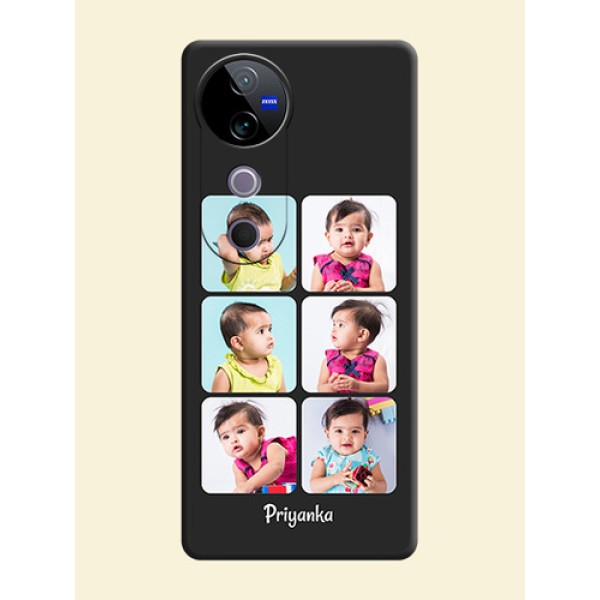 Floral Art with 6 Image Holder on Photo On Space Black Custom Soft Matte Mobile Back Cover - Vivo T3 Ultra Floral Art with 6 Image Holder on Photo On Space Black Custom Soft Matte Mobile Back Cover - Vivo T3 Ultra