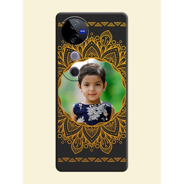 Round Image with Floral Design On Space Black Custom Soft Matte Mobile Back Cover - Vivo T3 Ultra Round Image with Floral Design On Space Black Custom Soft Matte Mobile Back Cover - Vivo T3 Ultra