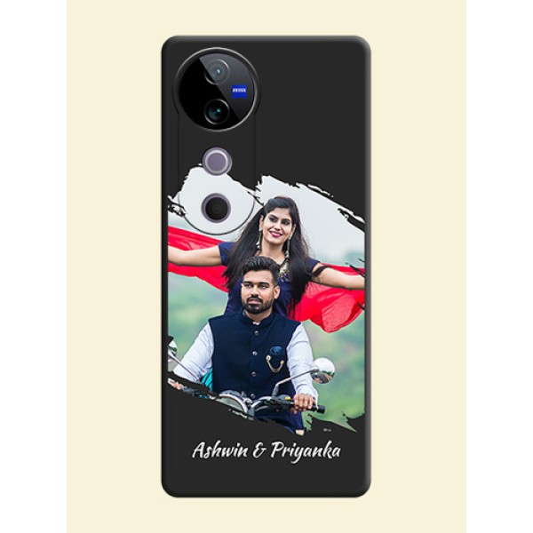 Grunge Brush Strokes on Photo On Space Black Custom Soft Matte Mobile Back Cover - Vivo T3 Ultra Grunge Brush Strokes on Photo On Space Black Custom Soft Matte Mobile Back Cover - Vivo T3 Ultra
