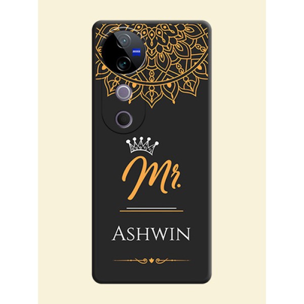 Mr Name with Floral Design On Space Black Custom Soft Matte Mobile Back Cover - Vivo T3 Ultra Mr Name with Floral Design On Space Black Custom Soft Matte Mobile Back Cover - Vivo T3 Ultra
