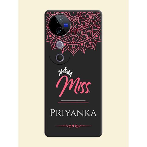 Mrs Name with Floral Design On Space Black Custom Soft Matte Mobile Back Cover - Vivo T3 Ultra Mrs Name with Floral Design On Space Black Custom Soft Matte Mobile Back Cover - Vivo T3 Ultra