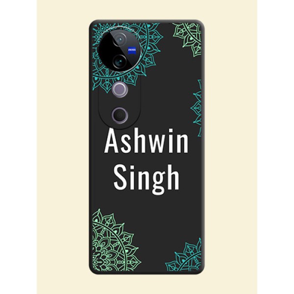 Your Name with Floral Design On Space Black Custom Soft Matte Mobile Back Cover - Vivo T3 Ultra Your Name with Floral Design On Space Black Custom Soft Matte Mobile Back Cover - Vivo T3 Ultra