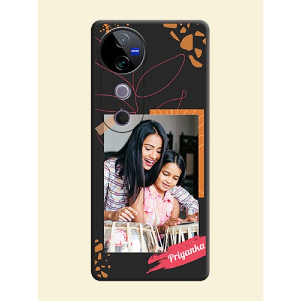 Orange Photo Frame On Space Black Custom Soft Matte Mobile Back Cover - Vivo T3 Ultra Orange Photo Frame On Space Black Custom Soft Matte Mobile Back Cover - Vivo T3 Ultra