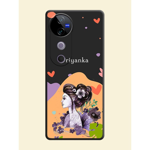 Namecase For Her With Fancy Lady Image On Space Black Custom Soft Matte Mobile Back Cover - Vivo T3 Ultra Namecase For Her With Fancy Lady Image On Space Black Custom Soft Matte Mobile Back Cover - Vivo T3 Ultra