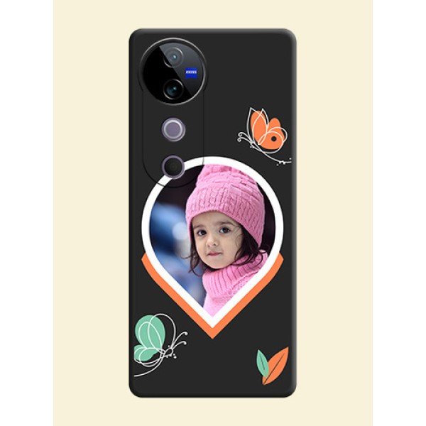 Upload Pic With Simple Butterly Design On Space Black Custom Soft Matte Mobile Back Cover - Vivo T3 Ultra Upload Pic With Simple Butterly Design On Space Black Custom Soft Matte Mobile Back Cover - Vivo T3 Ultra