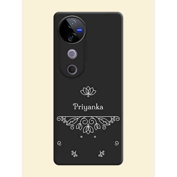 Lotus Garden Custom Text On Space Black Custom Soft Matte Mobile Back Cover - Vivo T3 Ultra Lotus Garden Custom Text On Space Black Custom Soft Matte Mobile Back Cover - Vivo T3 Ultra