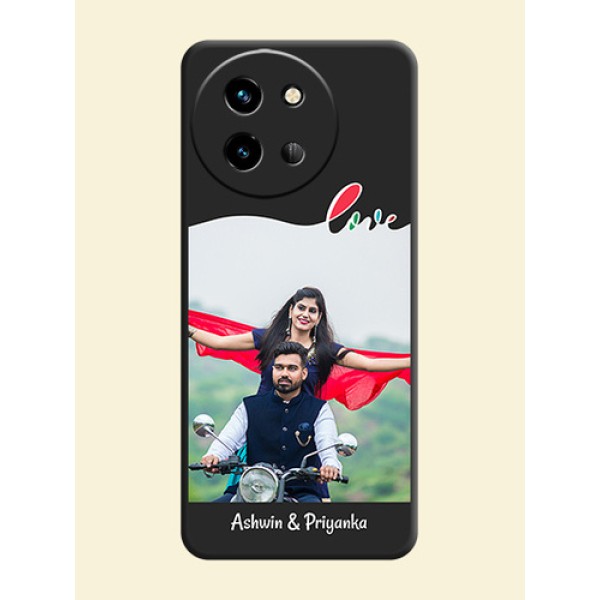 Fall in Love Pattern with Picture on Photo On Space Black Custom Soft Matte Mobile Back Cover - Vivo T3X 5G