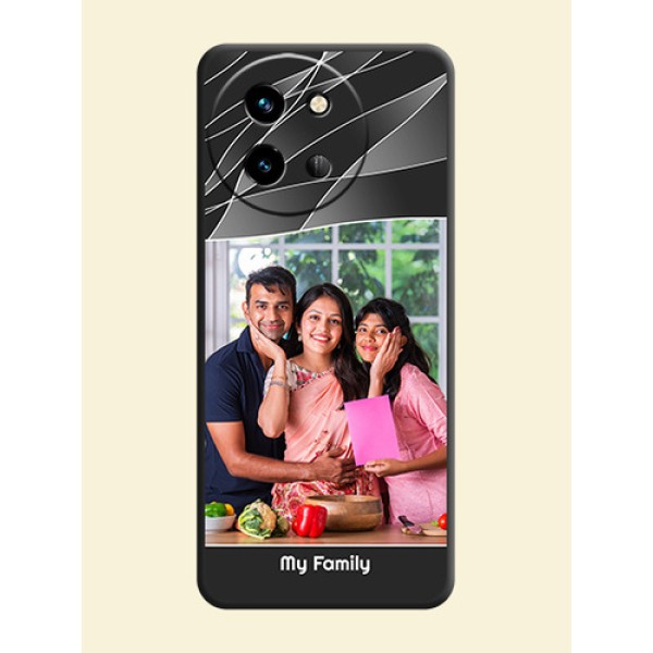 Mixed Wave Lines on Photo On Space Black Custom Soft Matte Mobile Back Cover - Vivo T3X 5G Mixed Wave Lines on Photo On Space Black Custom Soft Matte Mobile Back Cover - Vivo T3X 5G