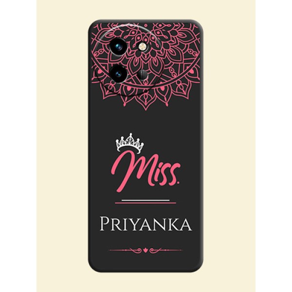Mrs Name with Floral Design On Space Black Custom Soft Matte Mobile Back Cover - Vivo T3X 5G Mrs Name with Floral Design On Space Black Custom Soft Matte Mobile Back Cover - Vivo T3X 5G