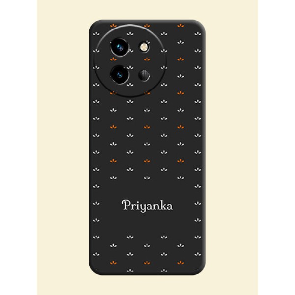 Simple Pattern With Custom Text On Space Black Custom Soft Matte Mobile Back Cover - Vivo T3X 5G Simple Pattern With Custom Text On Space Black Custom Soft Matte Mobile Back Cover - Vivo T3X 5G