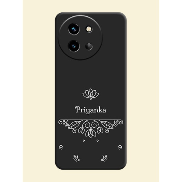 Lotus Garden Custom Text On Space Black Custom Soft Matte Mobile Back Cover - Vivo T3X 5G Lotus Garden Custom Text On Space Black Custom Soft Matte Mobile Back Cover - Vivo T3X 5G