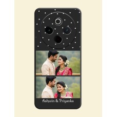 Miniature Love Symbols with Name On Space Black Custom Soft Matte Mobile Back Cover - Vivo T4 5G