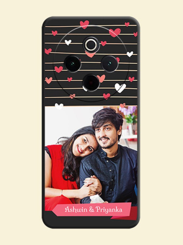 Love Pattern with Name on Pink Ribbon on Photo On Space Black Custom Soft Matte Mobile Back Cover - Vivo T4 5G