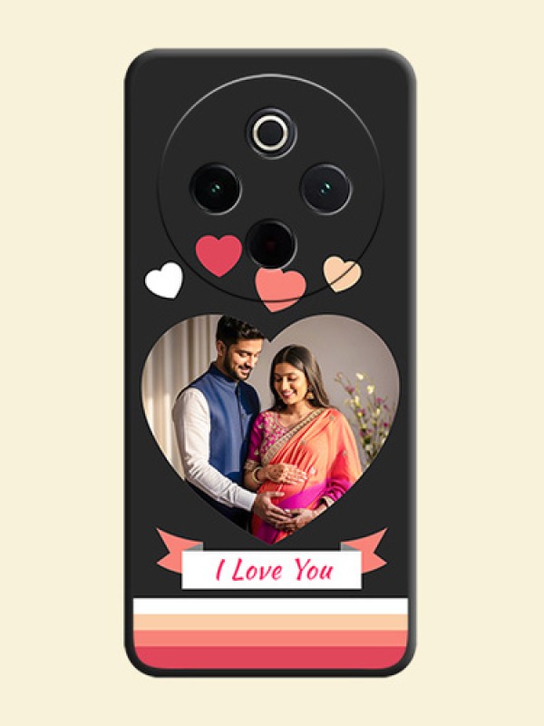 Love Shaped Photo with Colorful Stripes On Space Black Custom Soft Matte Mobile Back Cover - Vivo T4 5G