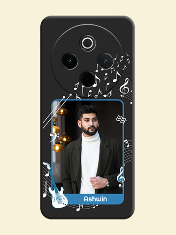 Musical Theme Design with Text on Photo On Space Black Custom Soft Matte Mobile Back Cover - Vivo T4 5G