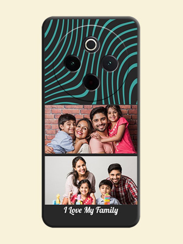 Wave Pattern with 2 Image Holder On Space Black Custom Soft Matte Mobile Back Cover - Vivo T4 5G