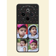 Multicolor Dotted Pattern with 4 Image Holder On Space Black Custom Soft Matte Mobile Back Cover - Vivo T4 5G