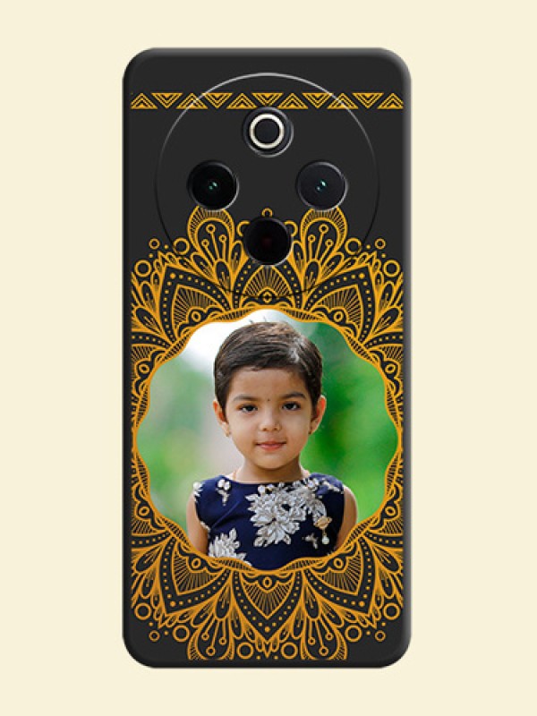Round Image with Floral Design On Space Black Custom Soft Matte Mobile Back Cover - Vivo T4 5G