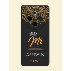 Mr Name with Floral Design On Space Black Custom Soft Matte Mobile Back Cover - Vivo T4 5G