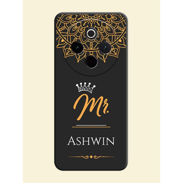 Mr Name with Floral Design On Space Black Custom Soft Matte Mobile Back Cover - Vivo T4 5G Mr Name with Floral Design On Space Black Custom Soft Matte Mobile Back Cover - Vivo T4 5G